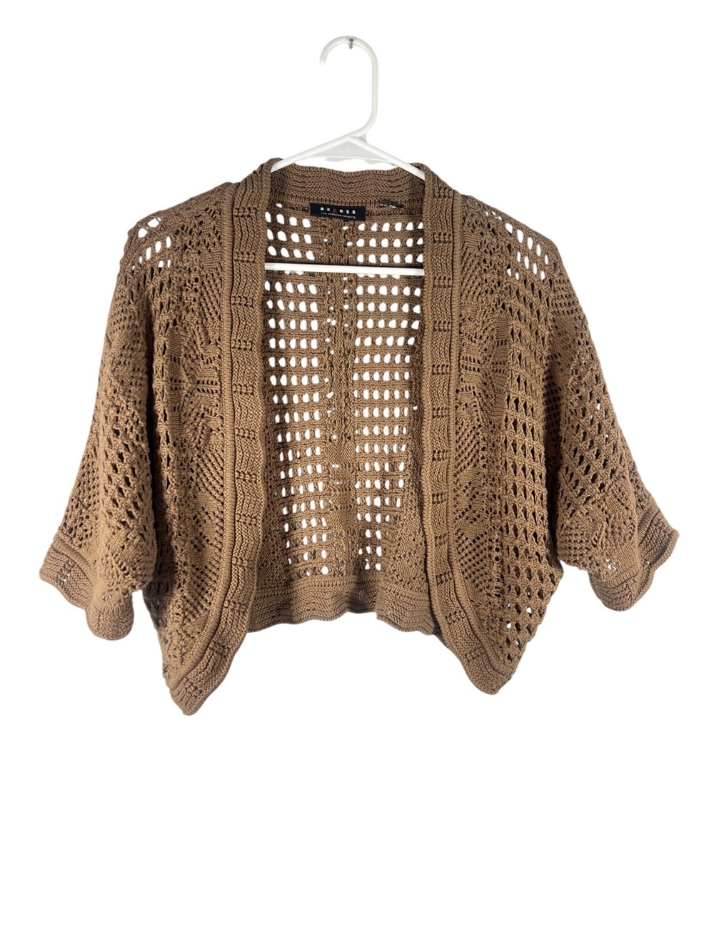 Access Liz Claiborne Crochet Knit Cropped 3/4 Sleeve Cardigan Medium